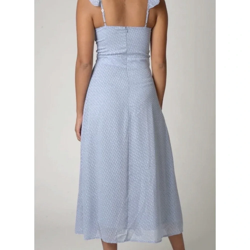 Cistar New York Baby Blue Tank Dress Ruffles Open Slits Size Small - Picture 8 of 8